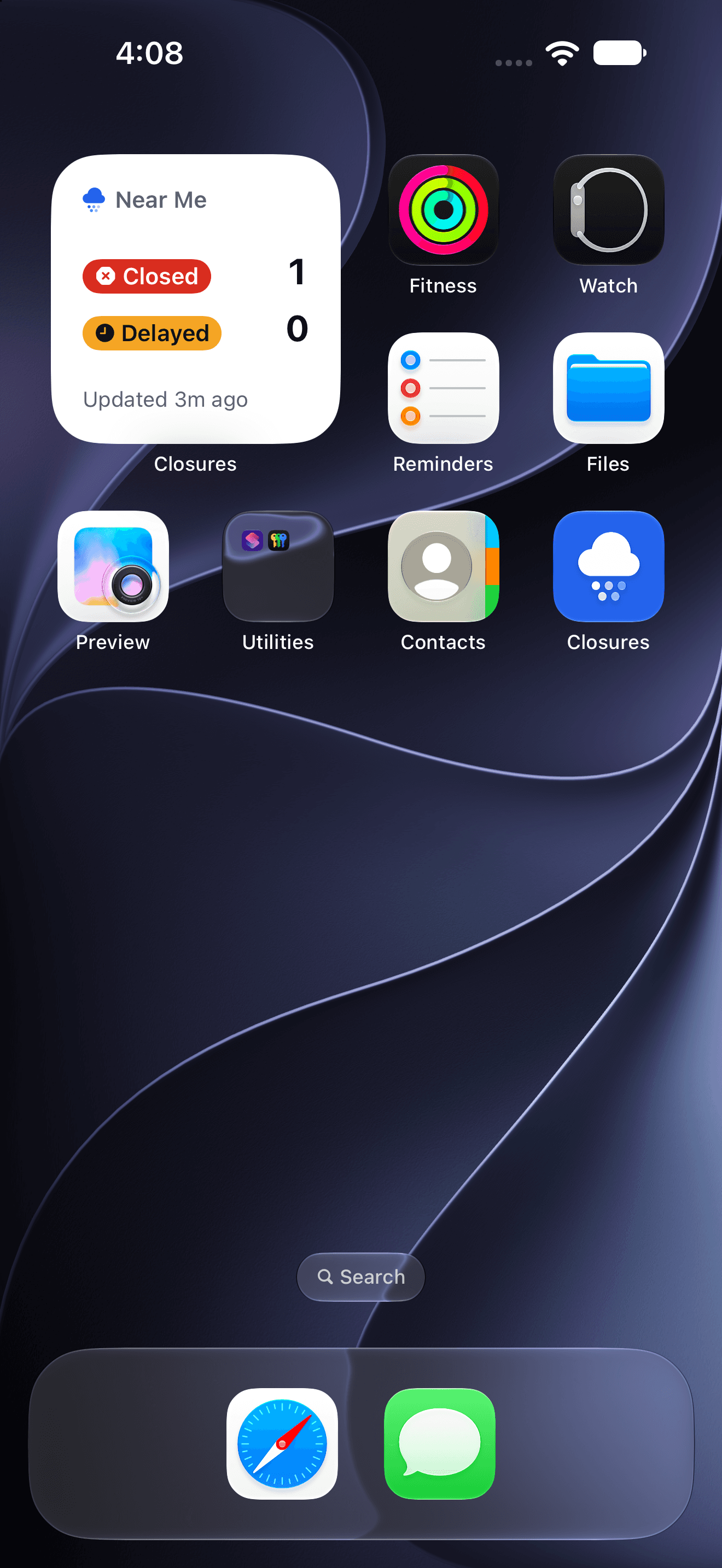 A small Near Me widget showing one closing and no delays nearby